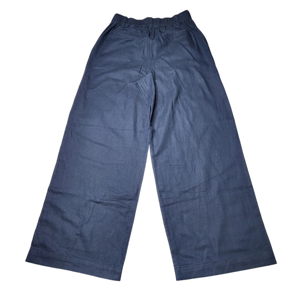 Madewell Tall Cotton Linen Pleated Wide Leg Pants Navy Blue Indigo Spring 2T 2 - Picture 4 of 10